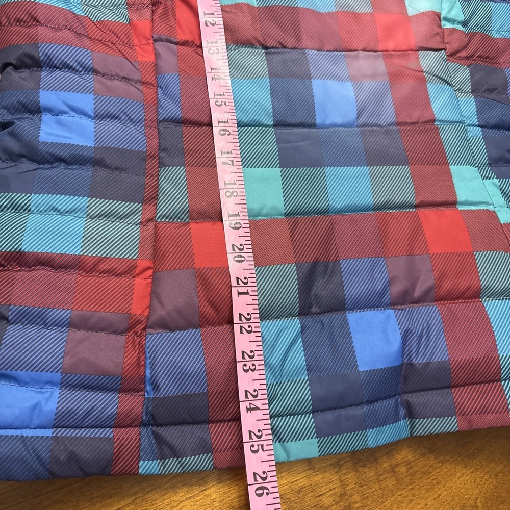 Womens Lands End Size Small 6-8 Plaid Down Puffer Vest Red Blue - Picture 7 of 7